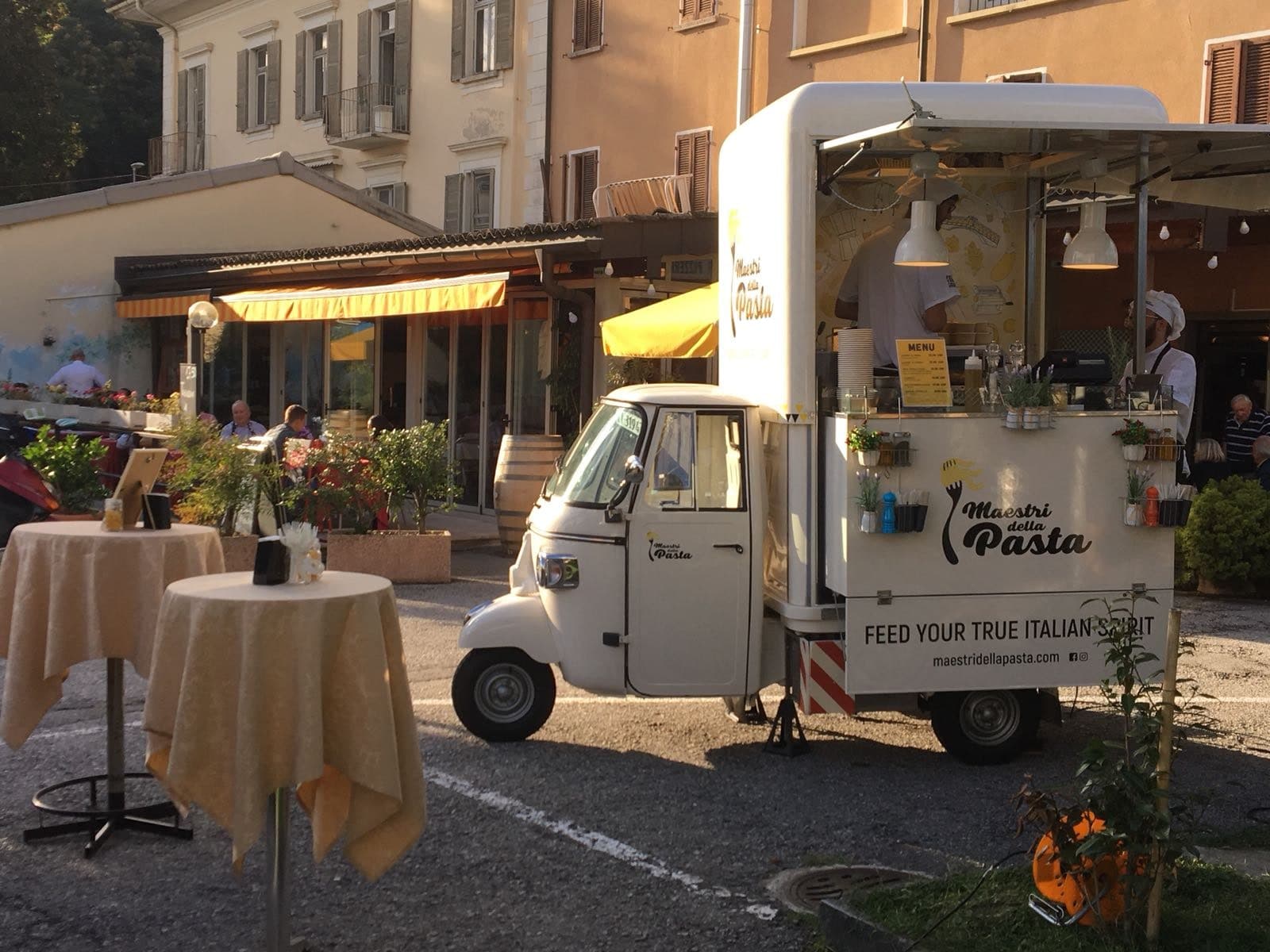 The original Maestri della Pasta Apecar serving fresh pasta in Lugano