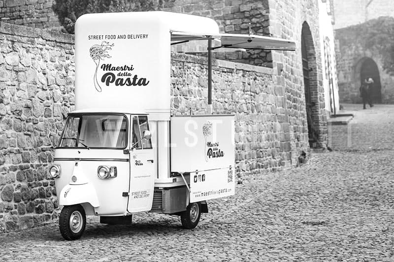 The original Maestri della Pasta Apecar food truck in Lugano